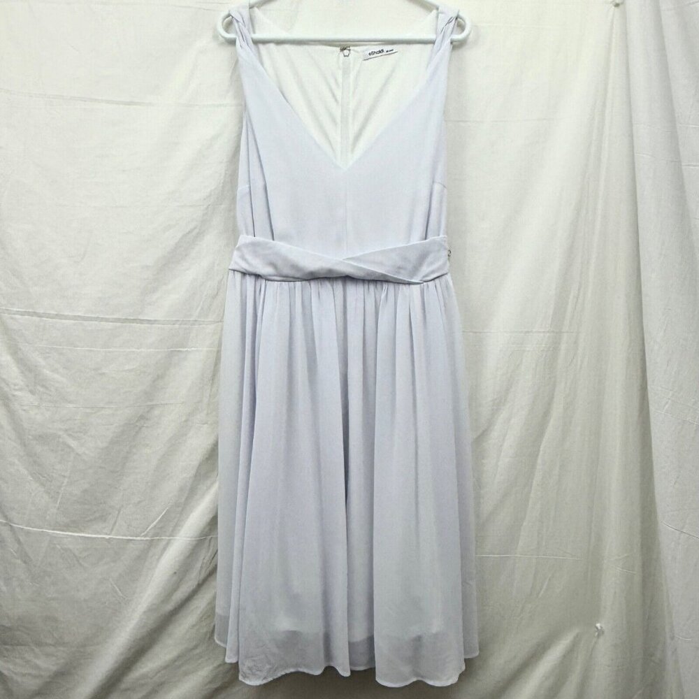 2 Layered Knee Length Dress w/Sash Belt Women 3X White eShakti